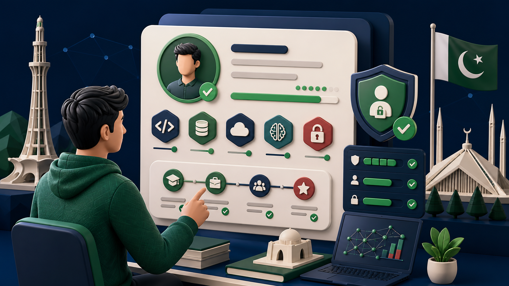 A member reviewing a secure professional profile with skill and privacy controls
